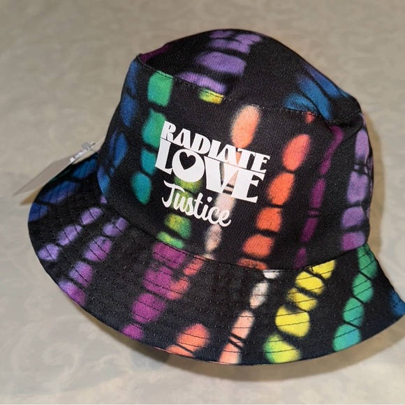 Justice Brand Child Girls/Boys Black Tie-Dye Bucket Hat, Radiate Love - Picture 4 of 12